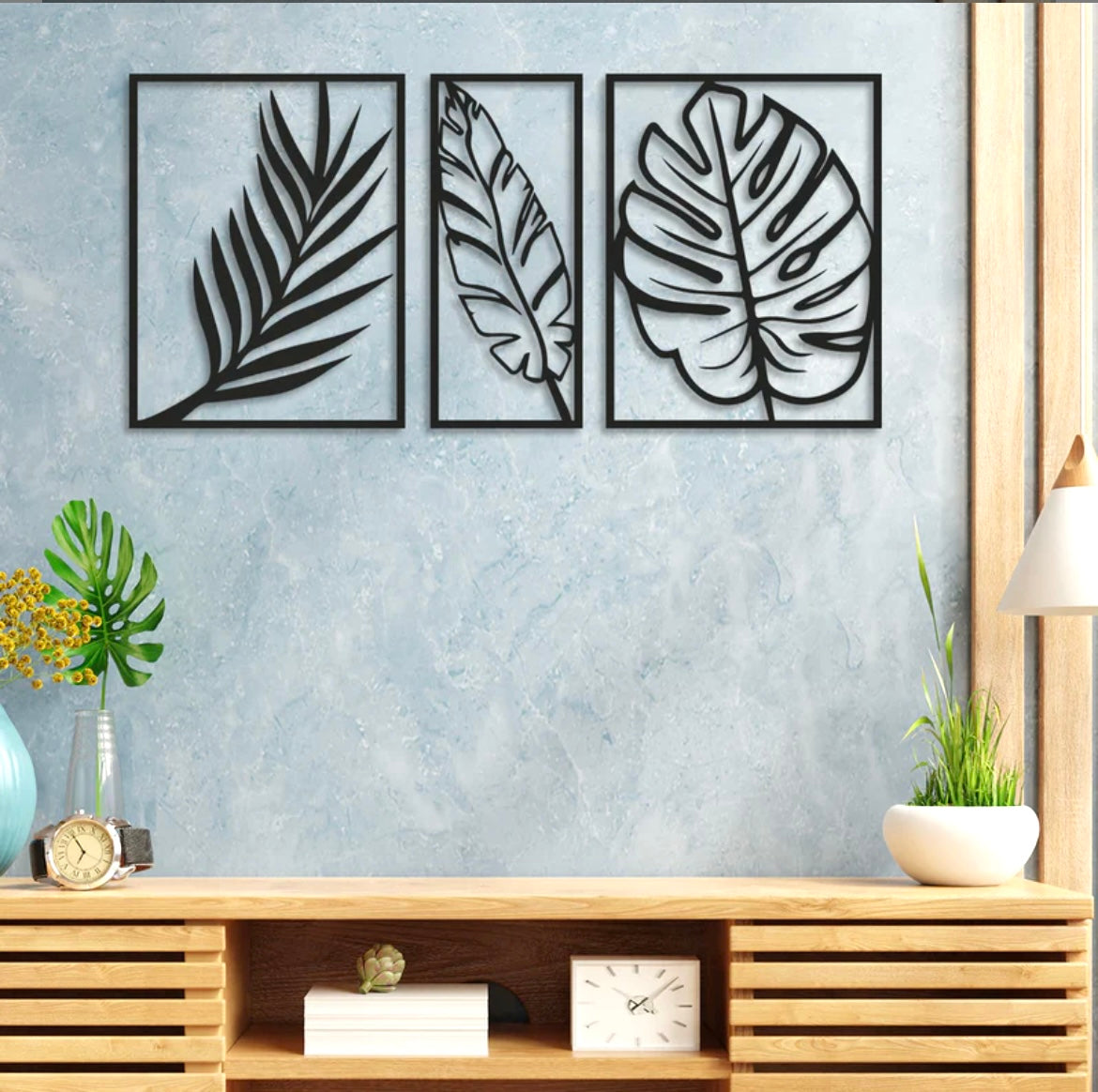Set of 3 Framed Panel Painted CutOut Wall Decor